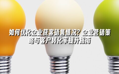 如何优化企业获客销售情况？企业营销策略与客户转化率提升指南