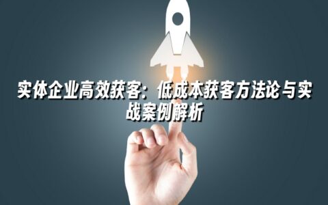 实体企业高效获客:低成本获客方法论与实战案例解析 实体企业高效获客:低成本获客方法论与实战案例解析