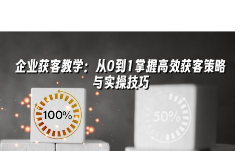 企业获客教学:从0到1掌握高效获客策略与实操技巧 企业获客教学:从0到1掌握高效获客策略与实操技巧