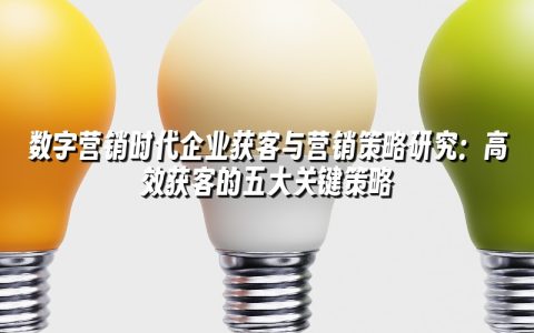数字营销时代企业获客与营销策略研究：高效获客的五大关键策略