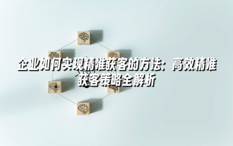 企业如何实现精准获客的方法:高效精准获客策略全解析 企业如何实现精准获客的方法:高效精准获客策略全解析