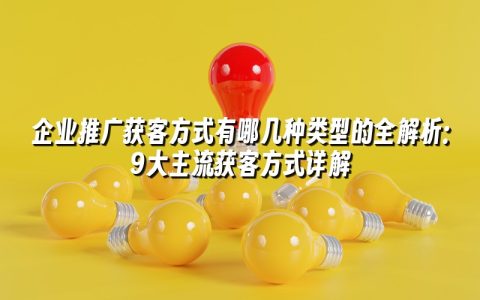 企业推广获客方式有哪几种类型的全解析：9大主流获客方式详解
