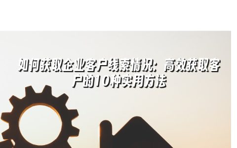 如何获取企业客户线索情况:高效获取客户的10种实用方法 如何获取企业客户线索情况:高效获取客户的10种实用方法
