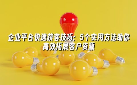 企业平台快速获客技巧:5个实用方法助你高效拓展客户资源 企业平台快速获客技巧:5个实用方法助你高效拓展客户资源