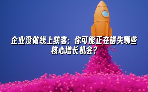 企业没做线上获客:你可能正在错失哪些核心增长机会? 企业没做线上获客:你可能正在错失哪些核心增长机会?