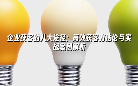 企业获客的八大途径：高效获客方法论与实战案例解析