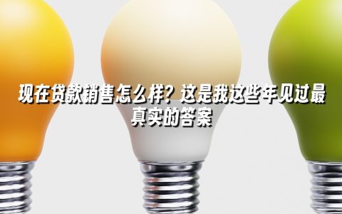 现在贷款销售怎么样？这是我这些年见过最真实的答案