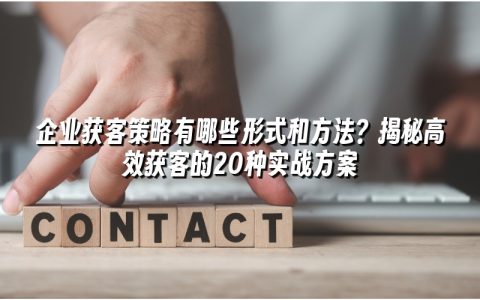 企业获客策略有哪些形式和方法？揭秘高效获客的20种实战方案