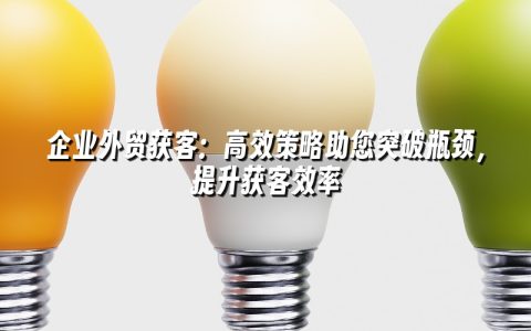 企业外贸获客：高效策略助您突破瓶颈，提升获客效率