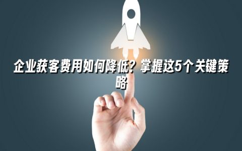 企业获客费用如何降低？掌握这5个关键策略
