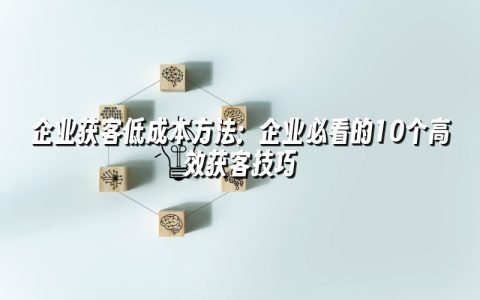 企业获客低成本方法：企业必看的10个高效获客技巧